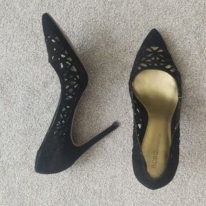 BCBG BLACK STILETTOES, SIZE 9
